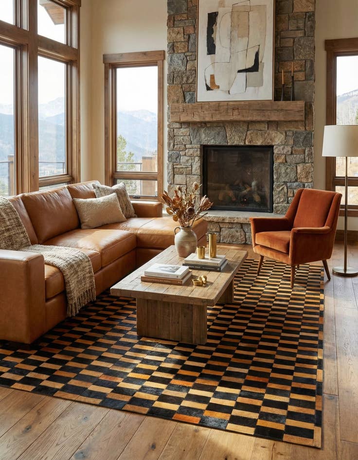 Detail image of  8' 3 x 10' Cowhide - Patchwork Rug