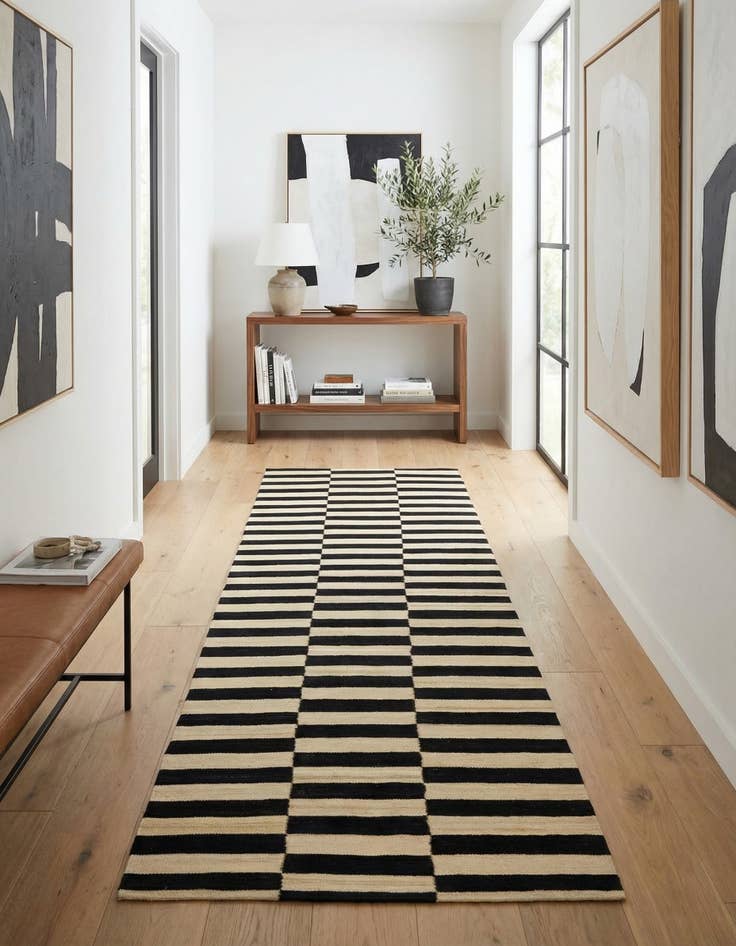 Detail image of 2' 9 x 9' 9  Hand Woven Kilim Modern Wool Runner Rug