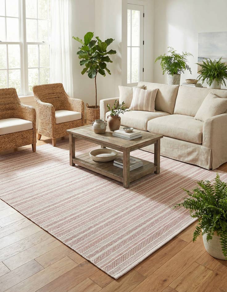 Detail image of 7' 10 x 11' Easy-Clean Striped Indoor / Outdoor Rug