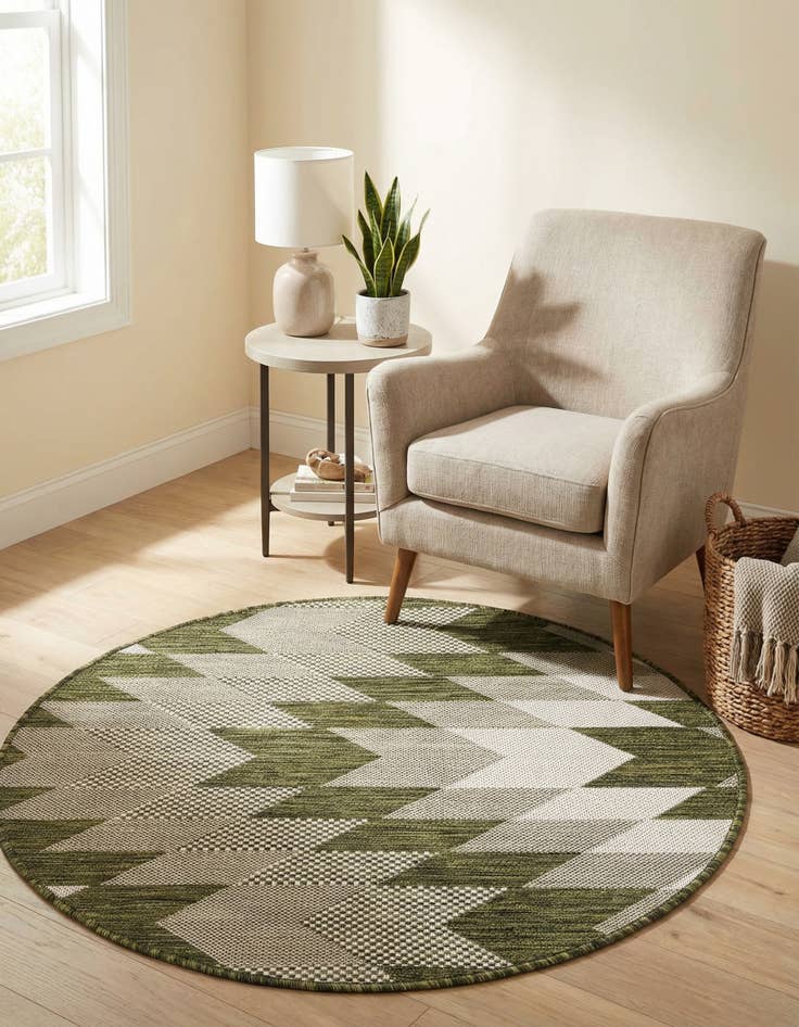 Detail image of  3' x 3'  Washable Modern Indoor / Outdoor Round Rug