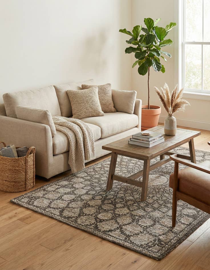 Detail image of 5' 1 x 8' Chenille Jute Rug