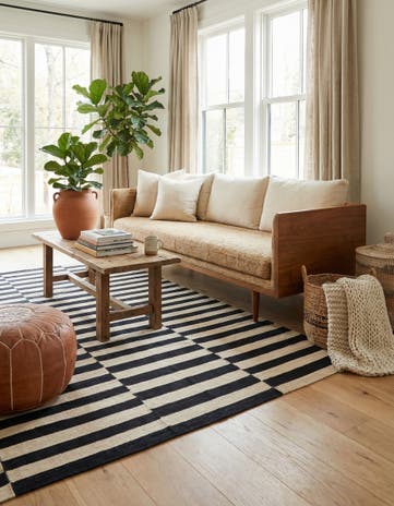 4' 7 x 6' 4 Hand Woven Kilim Modern Wool Rug