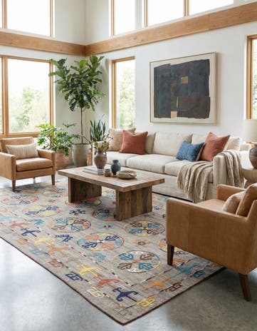8' 7 x 11' 9 Hand Woven Kilim Modern Wool Rug