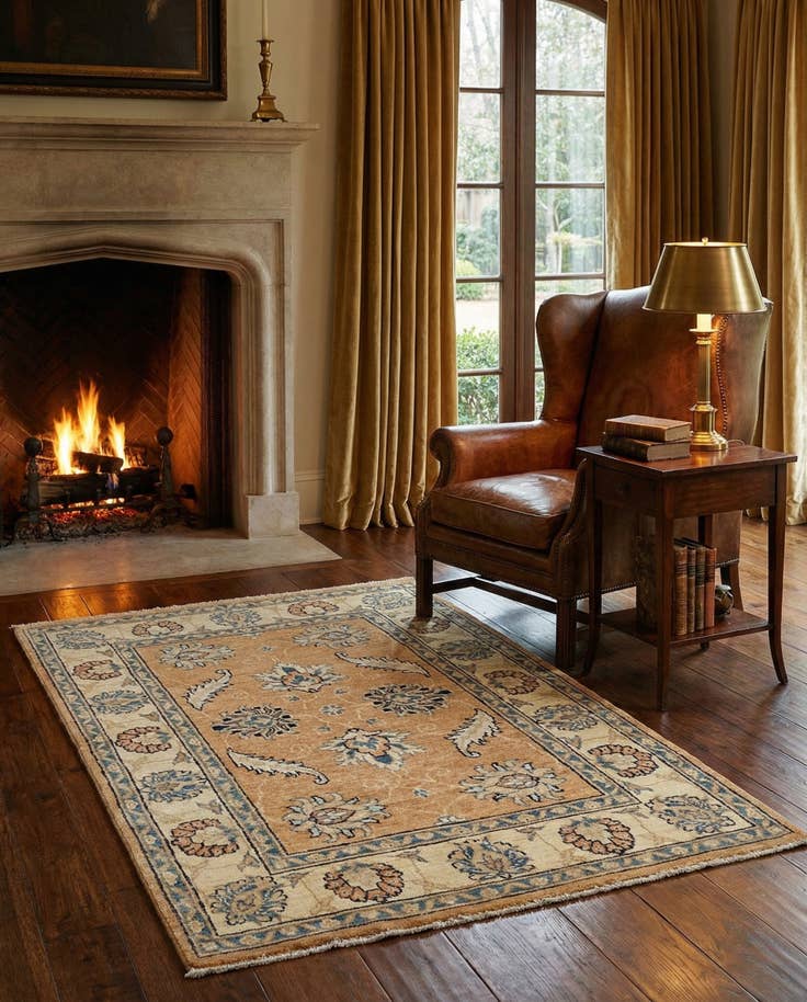 Detail image of 2' 8 x 4' 5 Hand Knotted Peshawar Ziegler Rug