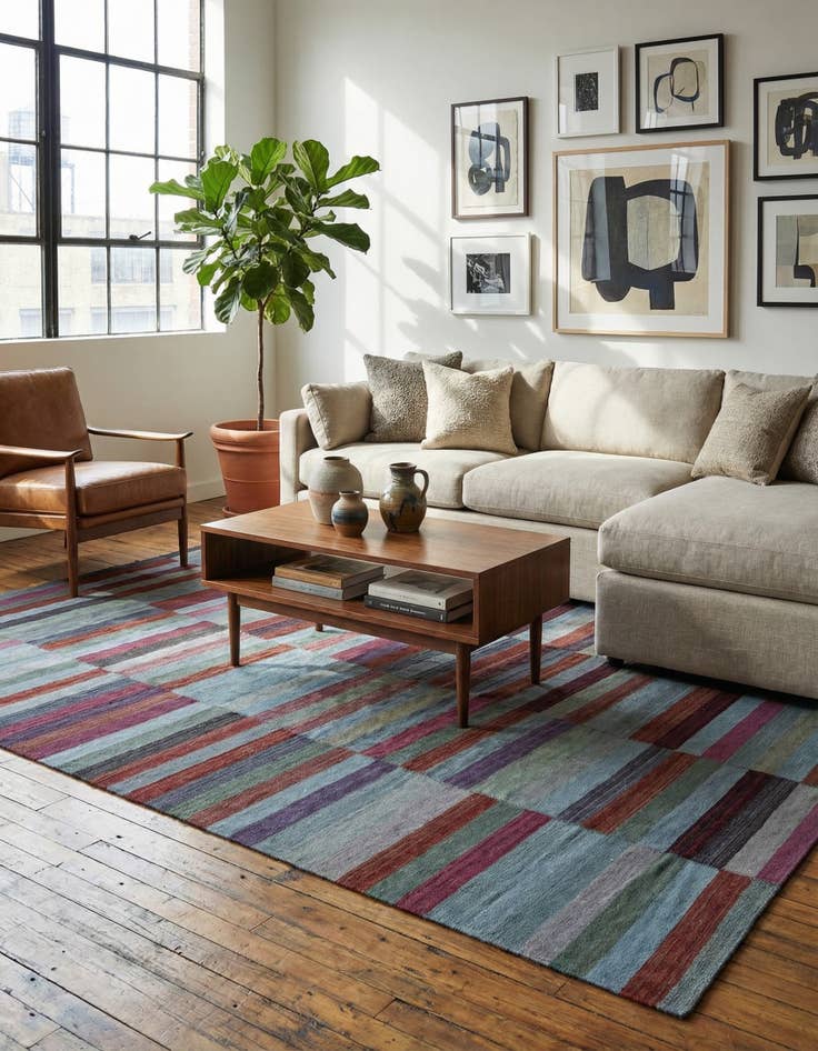 Detail image of 8' 4 x 11' 4  Hand Woven Kilim Modern Wool Rug