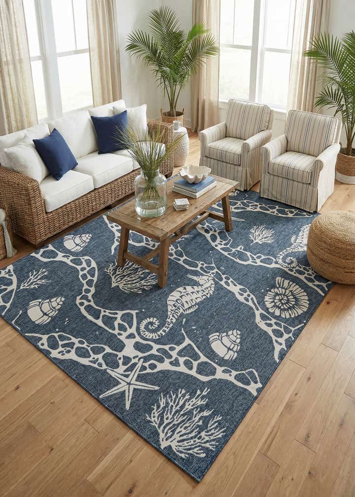 7' 10 x 10' Easy-Clean Coastal Indoor / Outdoor Rug