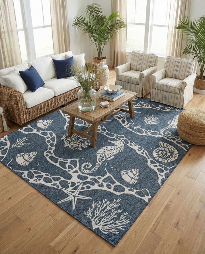 7' 10 x 10' Easy-Clean Coastal Indoor / Outdoor Rug
