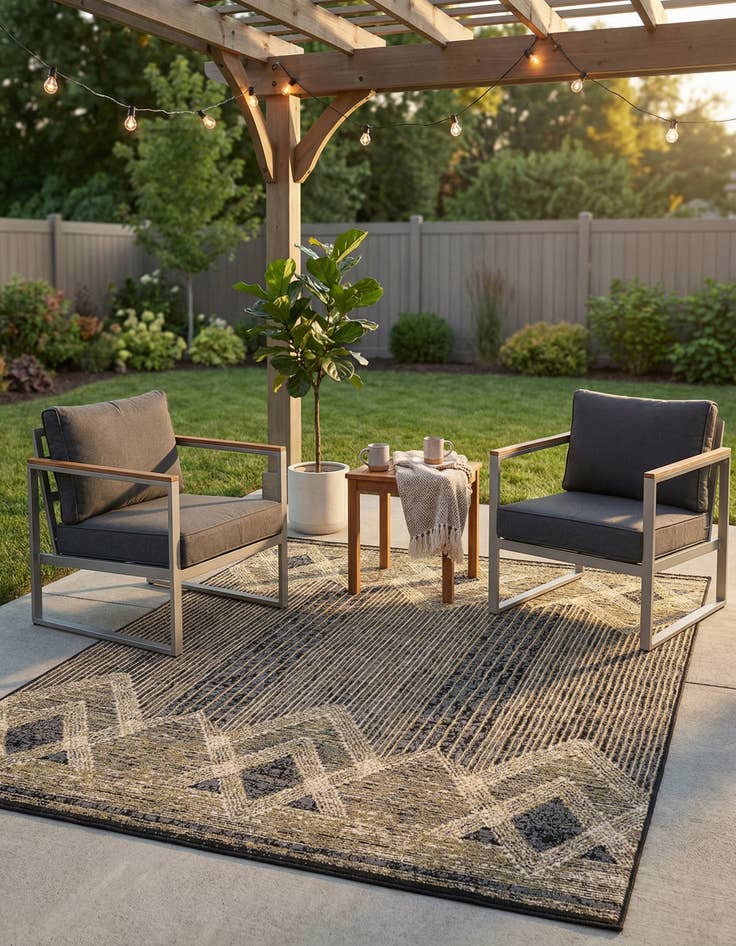 Detail image of 5' x 7'  Washable Modern Indoor / Outdoor Rug