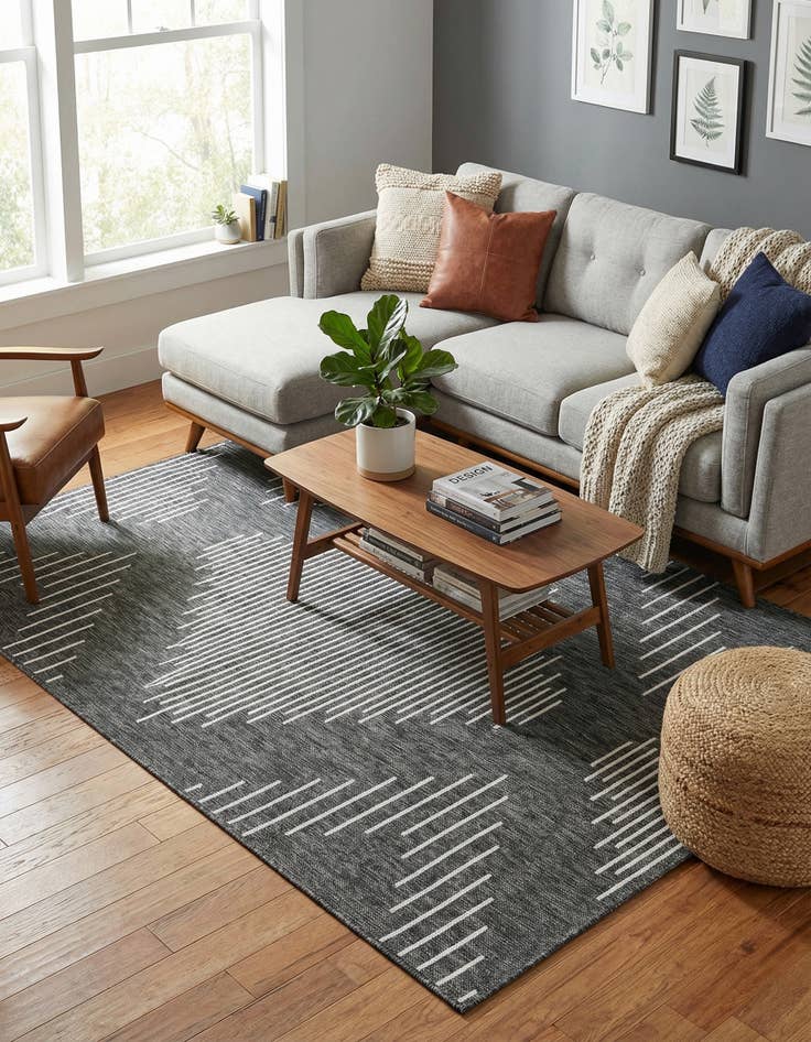 Detail image of 5' 3 x 8' Easy-Clean Modern Indoor / Outdoor Rug