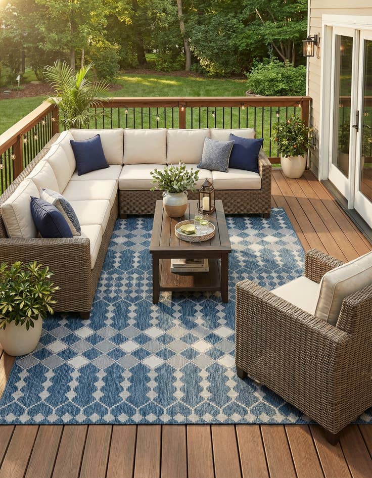 Detail image of 9' x 12' Easy-Clean Trellis Indoor / Outdoor Rug