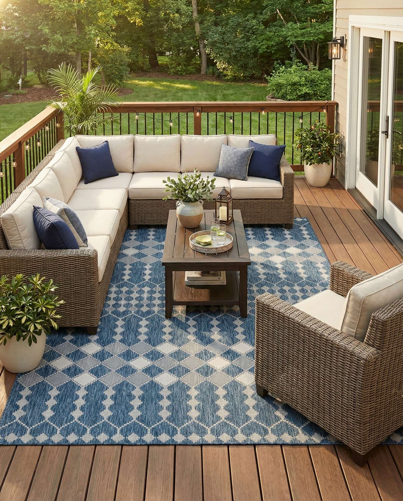 9' x 12' Easy-Clean Lattice Indoor / Outdoor Rug