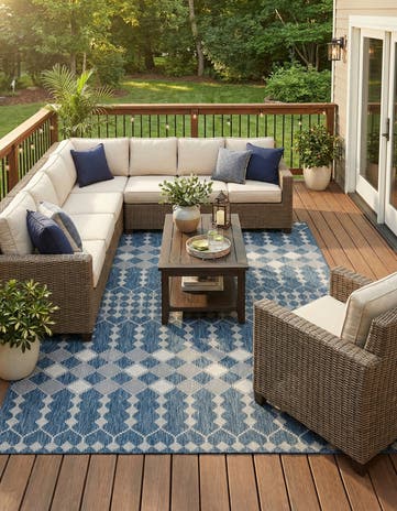 9' x 12' Easy-Clean Lattice Indoor / Outdoor Rug