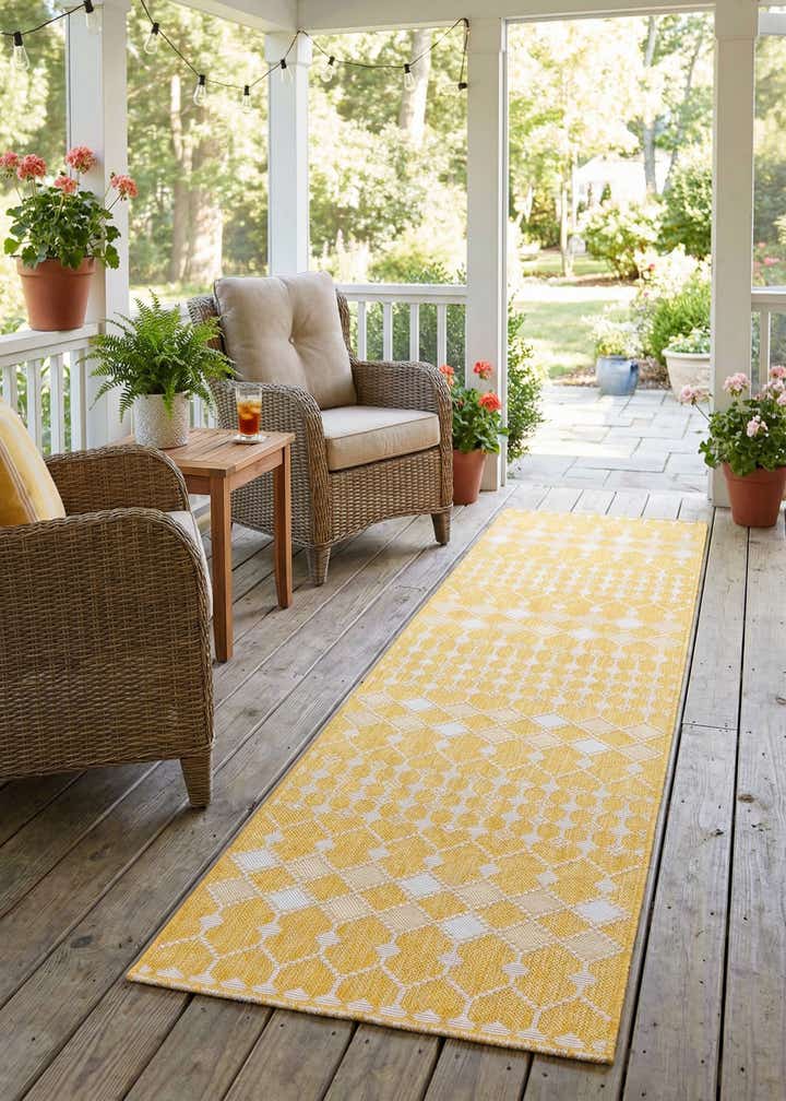 2' 7 x 10' Easy-Clean Trellis Indoor / Outdoor Runner Rug