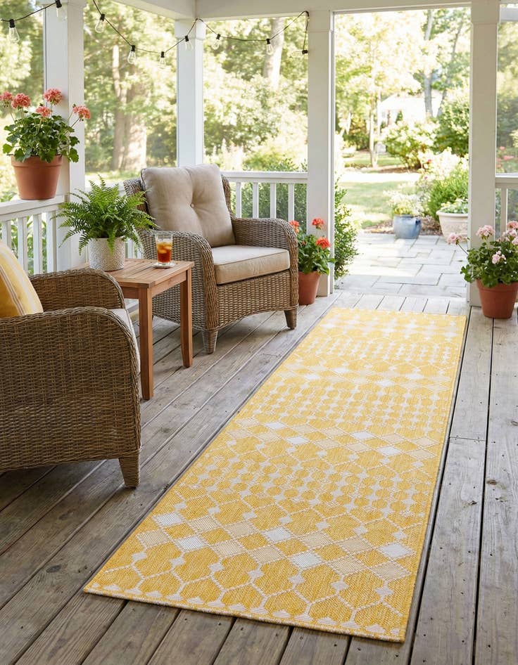 Detail image of 2' 7 x 10' Easy-Clean Trellis Indoor / Outdoor Runner Rug