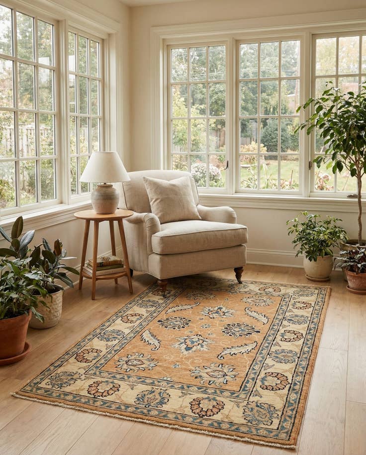 Detail image of 2' 8 x 4' 5 Hand Knotted Peshawar Ziegler Rug