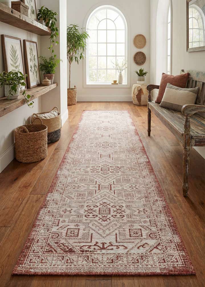 2' 7 x 12' Easy-Clean Aztec Indoor / Outdoor Runner Rug