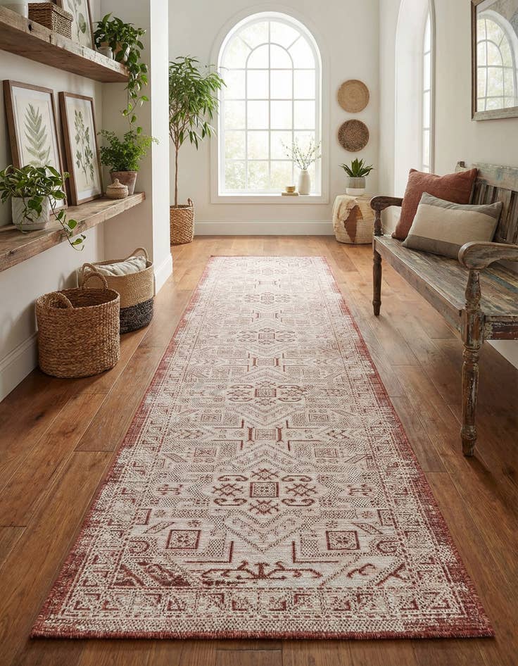 Detail image of 2' 7 x 12'  Washable Aztec Indoor / Outdoor Runner Rug