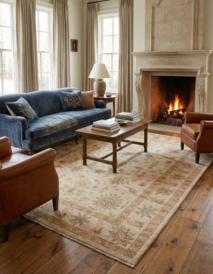 Detail image of 5' 8 x 8' 6  Hand Knotted Peshawar Ziegler Rug