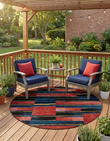 5' x 5' Easy-Clean Modern Indoor / Outdoor Round Rug