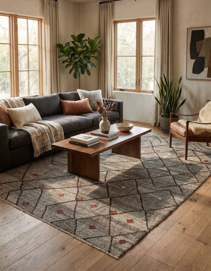 Detail image of 7' 1 x 9' 4  Hand Woven Kilim Modern Wool Rug