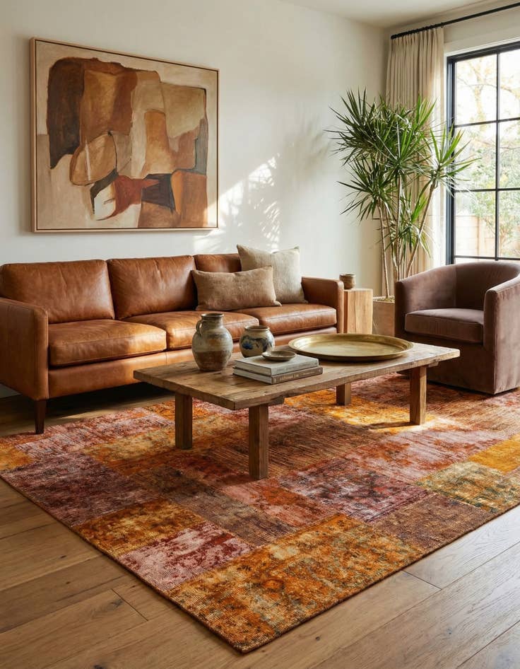 Detail image of 5' 8 x 8'  Hand Knotted Ultra Vintage Persian Wool Rug