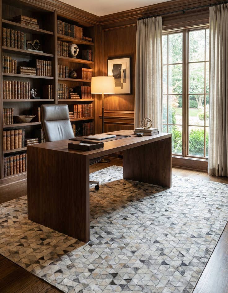 Detail image of  5' 1 x 7' 7 Cowhide Leather Rug