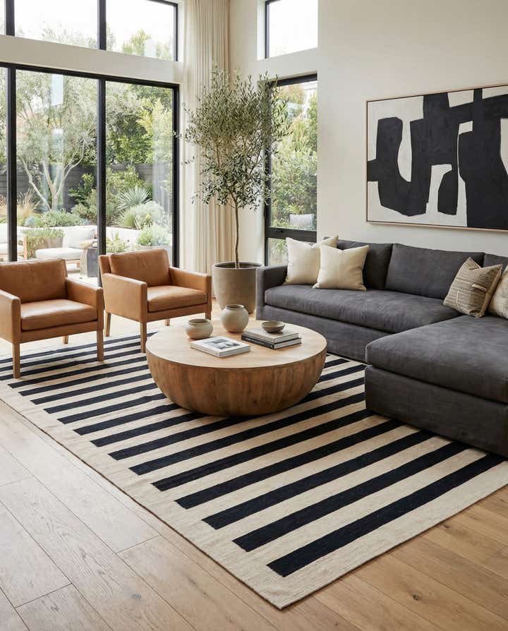 6' 7 x 9' 7 Hand Woven Kilim Modern Wool Rug