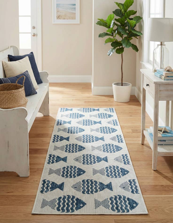 Detail image of 2' x 6'  Washable Coastal Indoor / Outdoor Runner Rug