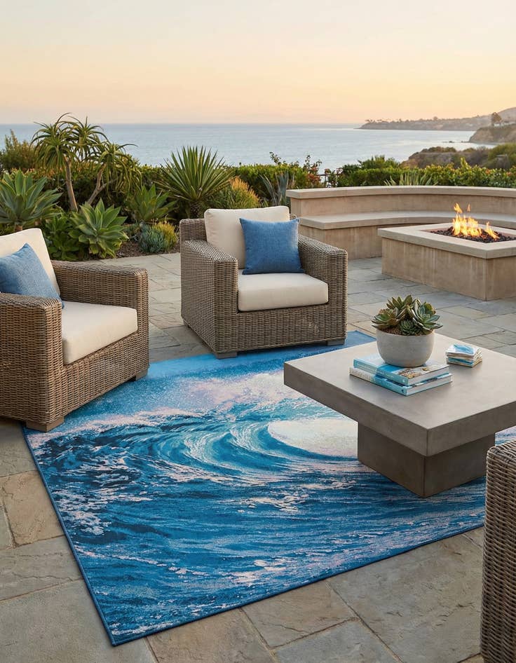 Detail image of 10' x 10'  Washable Modern Indoor / Outdoor Square Rug