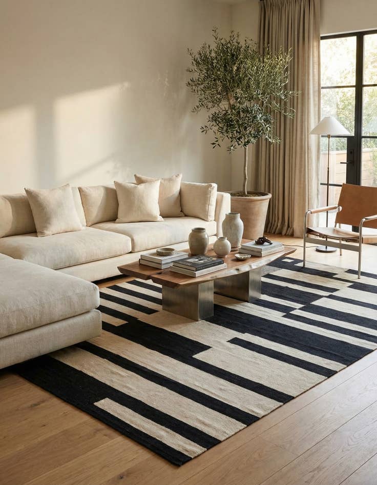 Detail image of  7' x 9' 10  Hand Woven Kilim Modern Wool Rug