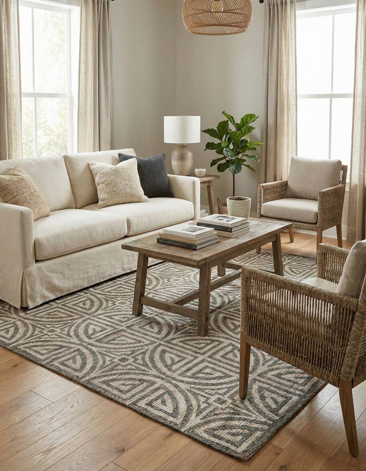Detail image of 7' 10 x 7' 10 Hand Woven Chenille Jute Square Rug