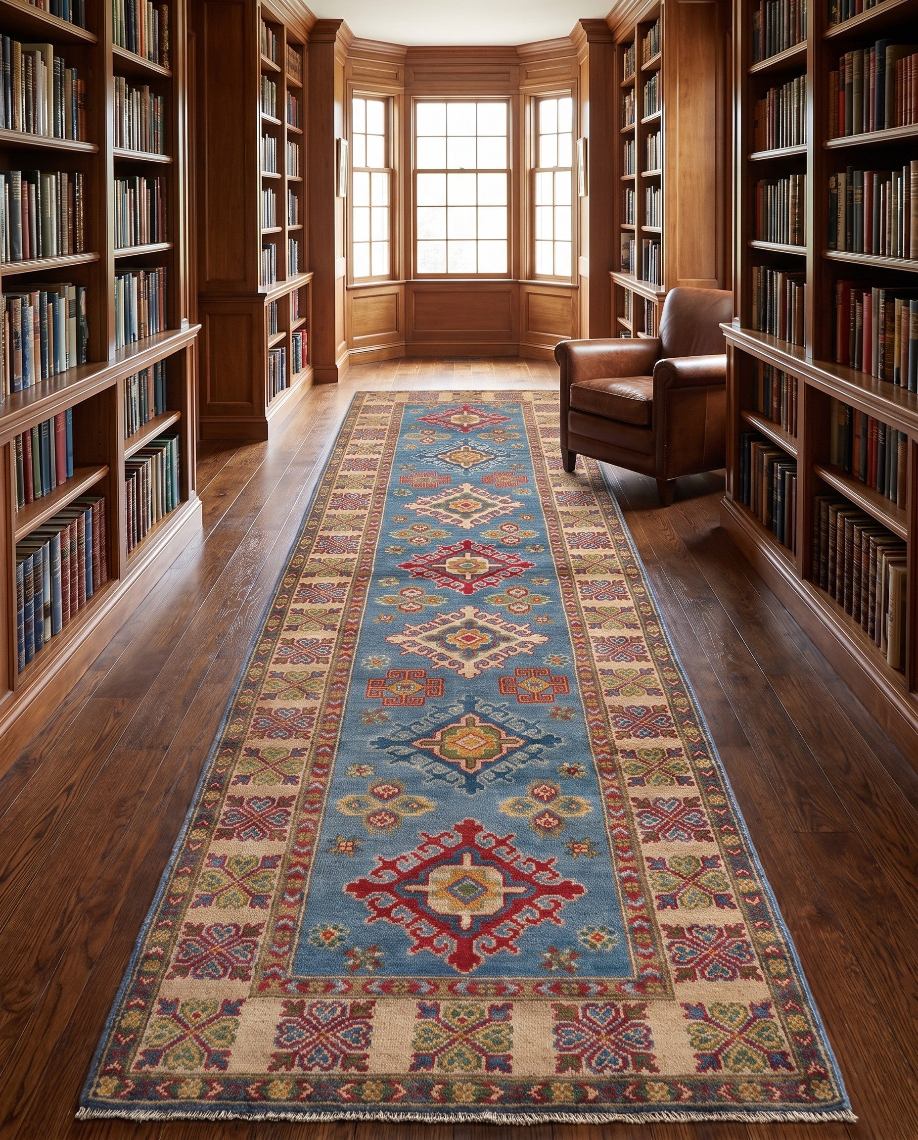 90cm x 310cm Hand Knotted Kazak Runner Rug