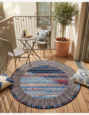 4' x 4' Easy-Clean Modern Indoor / Outdoor Round Rug
