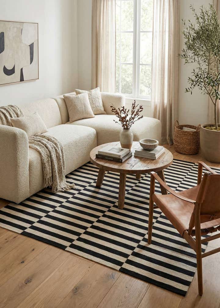 6' 7 x 9' 9 Hand Woven Kilim Modern Wool Rug