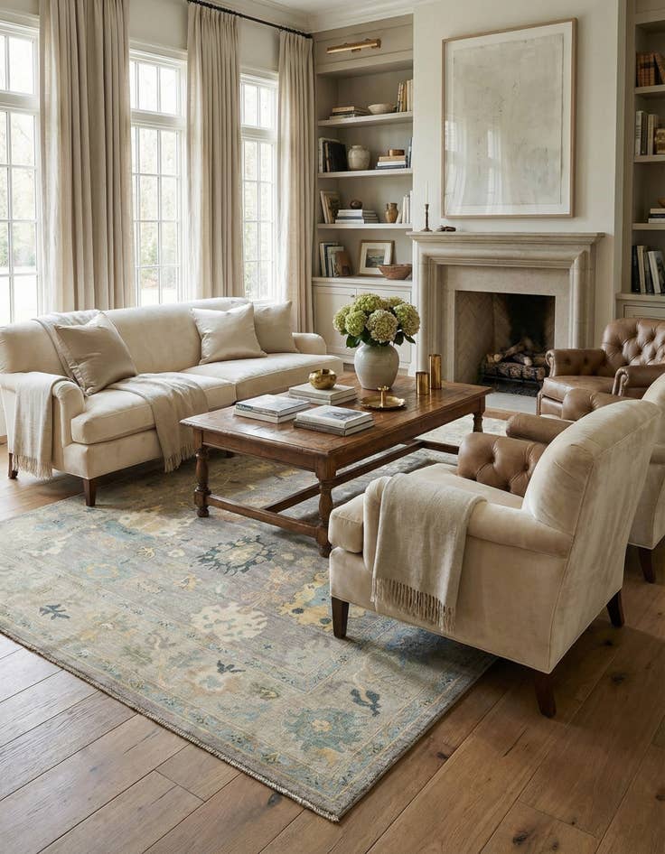 Detail image of 8' 1 x 10' 4  Hand Knotted Oushak Rug