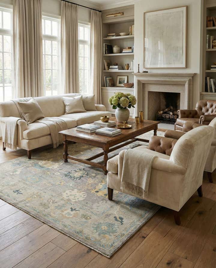 8' 1 x 10' 4 Hand Knotted Oushak Rug