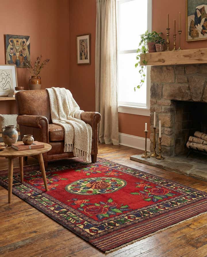 4' 3 x 6' 5 Hand Knotted Sumak Wool Rug