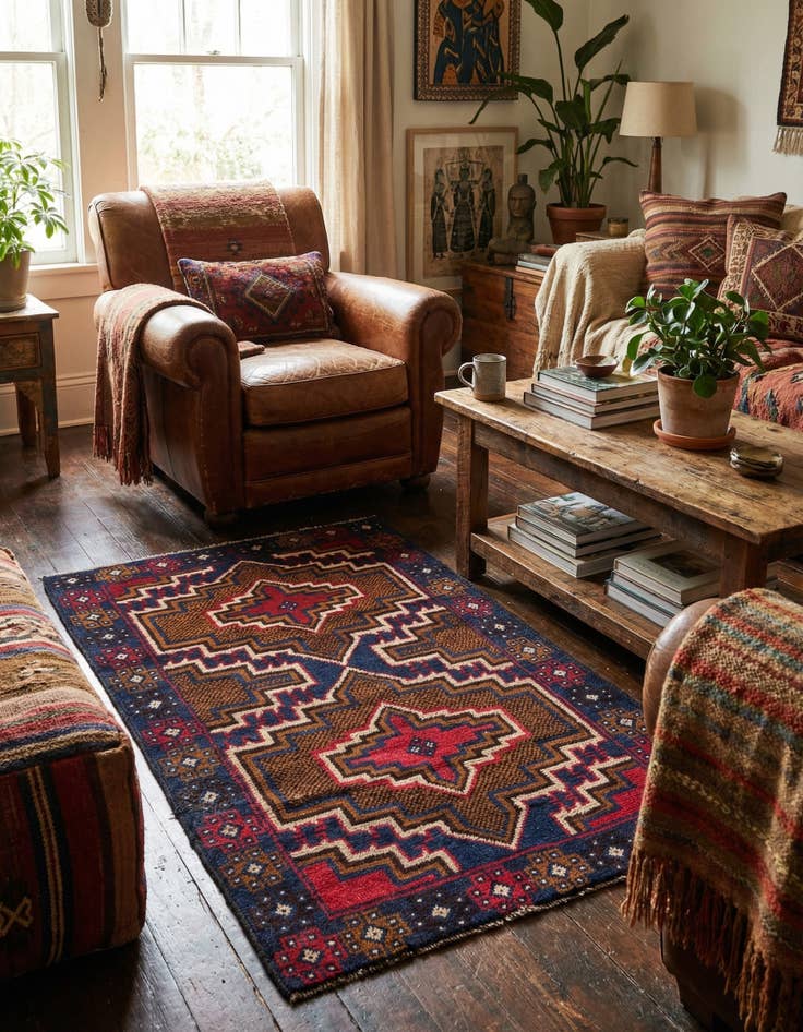 Detail image of 2' 10 x 4' 6  Hand Knotted Balouch Persian Wool Rug