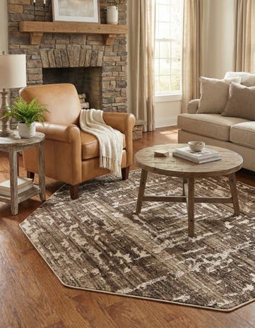 Chocolate Brown Hermitage Octagon Rug