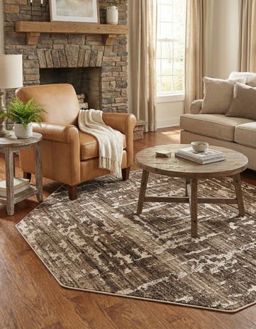 Chocolate Brown Hermitage Octagon Rug