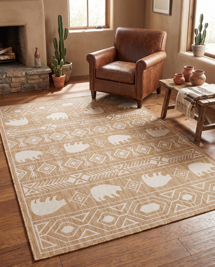 Detail image of 5' 3 x 7' Easy-Clean Southwestern Indoor / Outdoor Rug