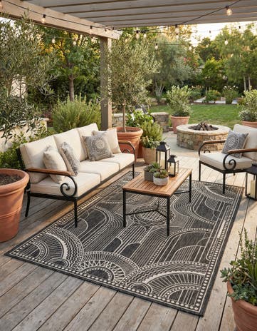 5' 3 x 8' Easy-Clean Traditional Indoor / Outdoor Rug