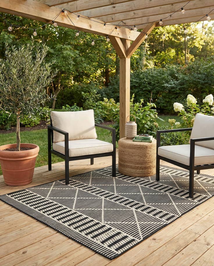 Detail image of 4' x 6' Easy-Clean Trellis Indoor / Outdoor Rug