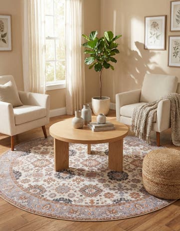 7' 10 x 7' 10 Washable Timeless Round Rug
