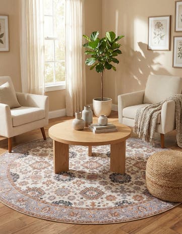 7' 10 x 7' 10 Washable Timeless Round Rug
