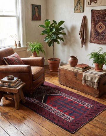 2' 10 x 4' 9 Hand Knotted Balouch Persian Wool Rug