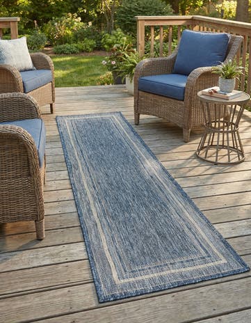 2' x 8' Easy-Clean Border Indoor / Outdoor Runner Rug