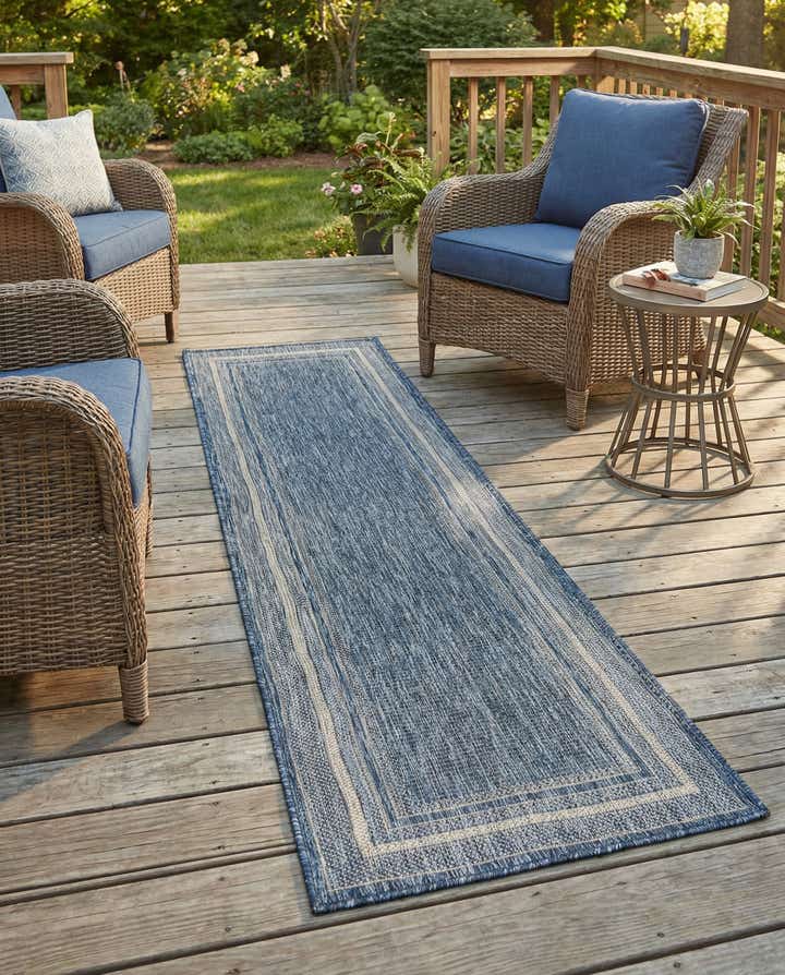 2' x 8' Easy-Clean Border Indoor / Outdoor Runner Rug