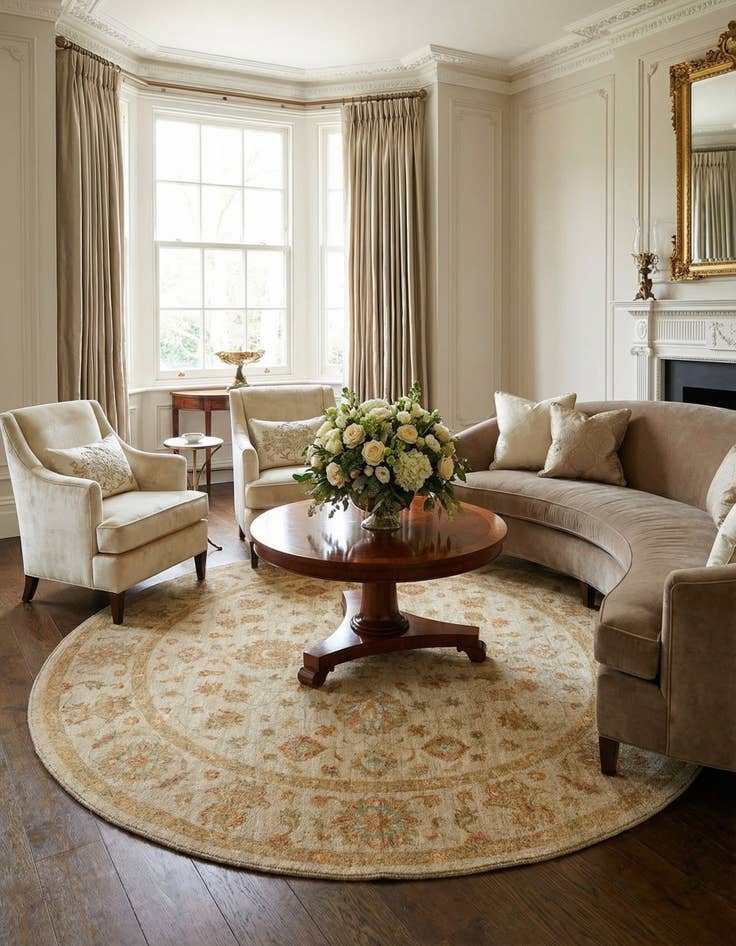 Detail image of 6' 8 x 6' 9 Kaizar Wool Round Rug