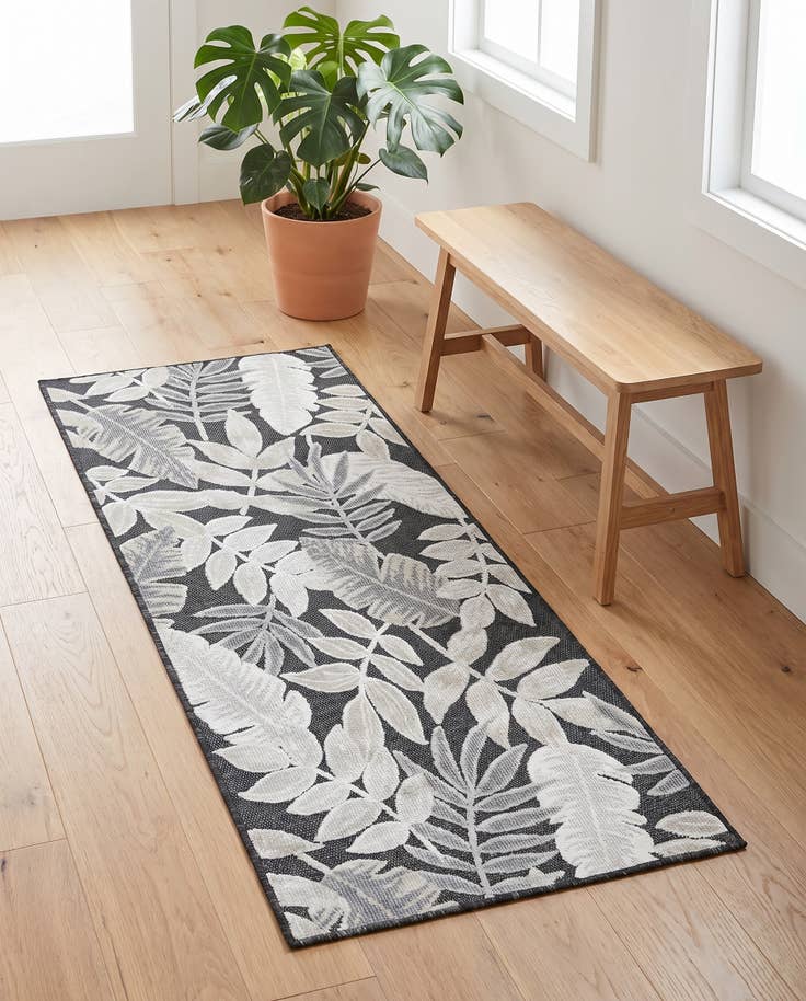 Detailansicht von 65cm x 160cm Leicht zu reinigen Botanical Innen- / Aussenbereich Läufer Teppich